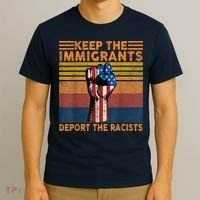 Keep The Immigrants Deport The Racists Vintage American Flag T-Shirt thumb 3
