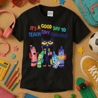 Kindergarten Teacher It's A Good Day To Teach Tiny Humans Funny Gift Kids T-Shirt thumb 3