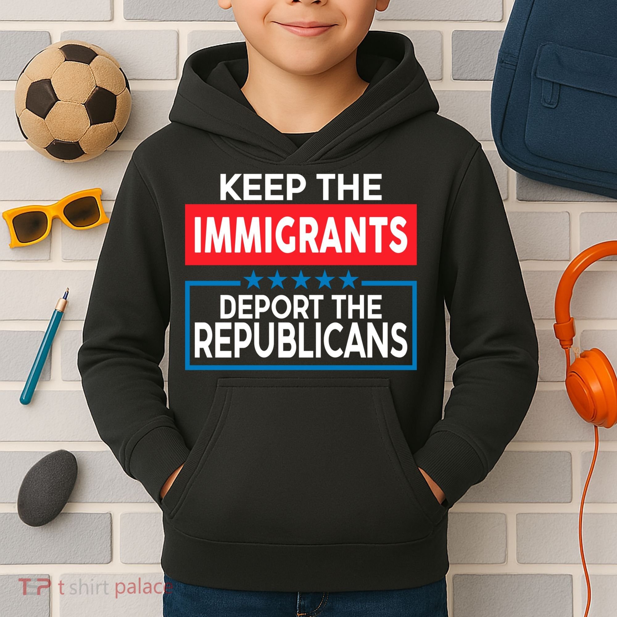 Keep The Immigrants Deport The Republicans Kids Hoodie