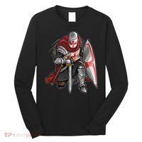 Kneeling Templar Knight Temple Cross Medieval Crusador  Long Sleeve Shirt thumb 0