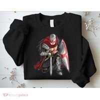 Kneeling Templar Knight Temple Cross Medieval Crusador  Sweatshirt thumb 2