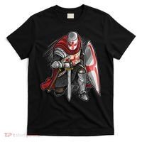 Kneeling Templar Knight Temple Cross Medieval Crusador  T-Shirt thumb 0
