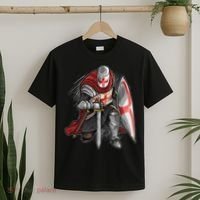Kneeling Templar Knight Temple Cross Medieval Crusador  T-Shirt thumb 2