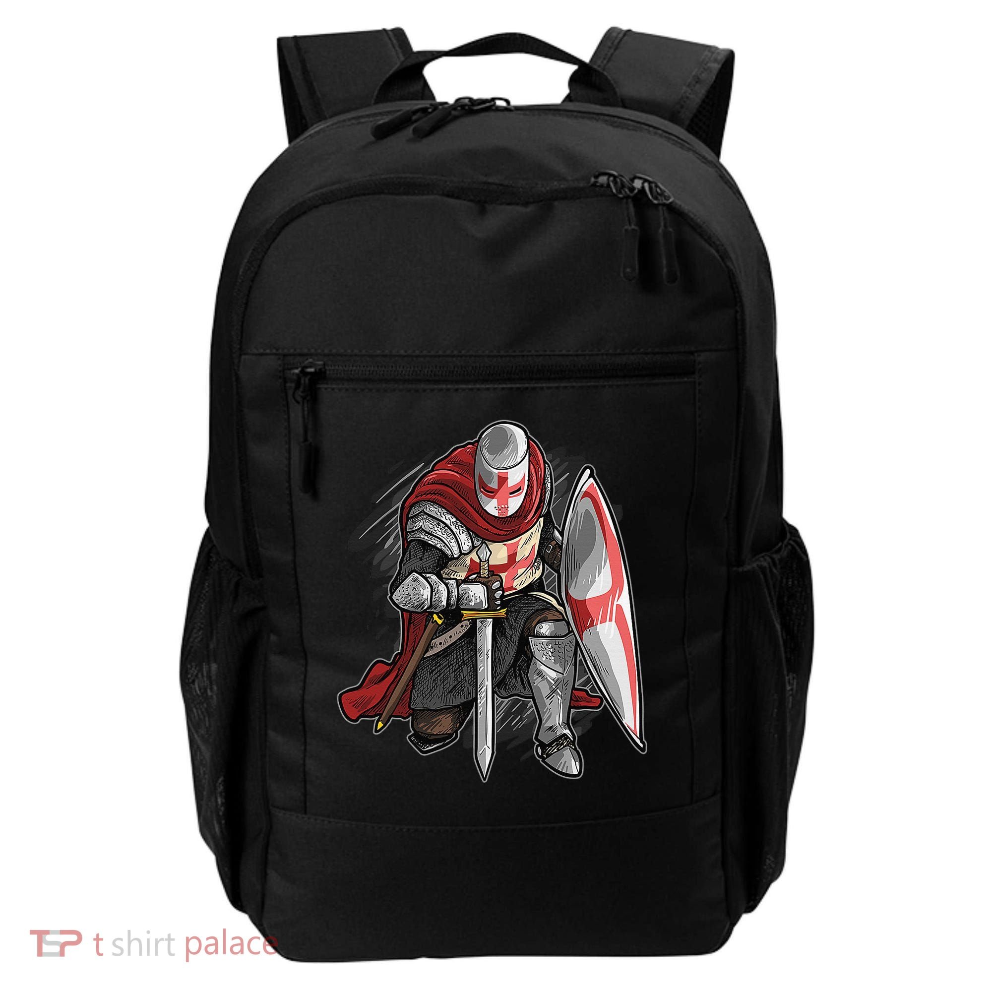 Kneeling Templar Knight Temple Cross Medieval Crusador  Backpack
