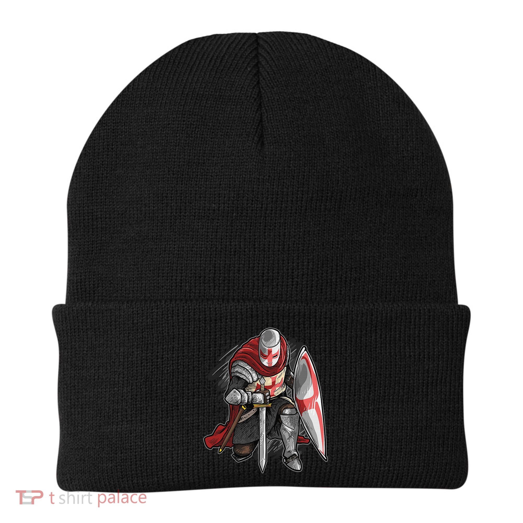 Kneeling Templar Knight Temple Cross Medieval Crusador  Beanie