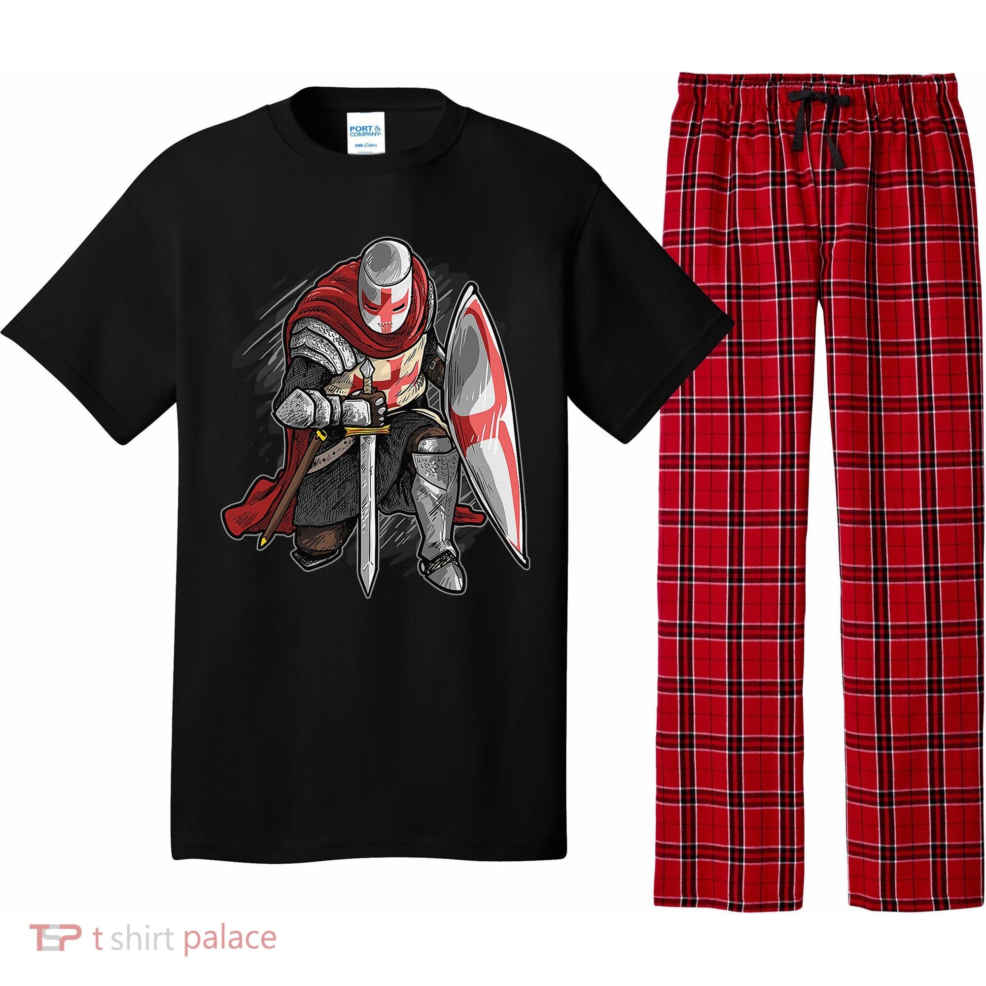 Kneeling Templar Knight Temple Cross Medieval Crusador  Pajama Set