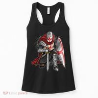 Kneeling Templar Knight Temple Cross Medieval Crusador  Women's Tank Top thumb 0