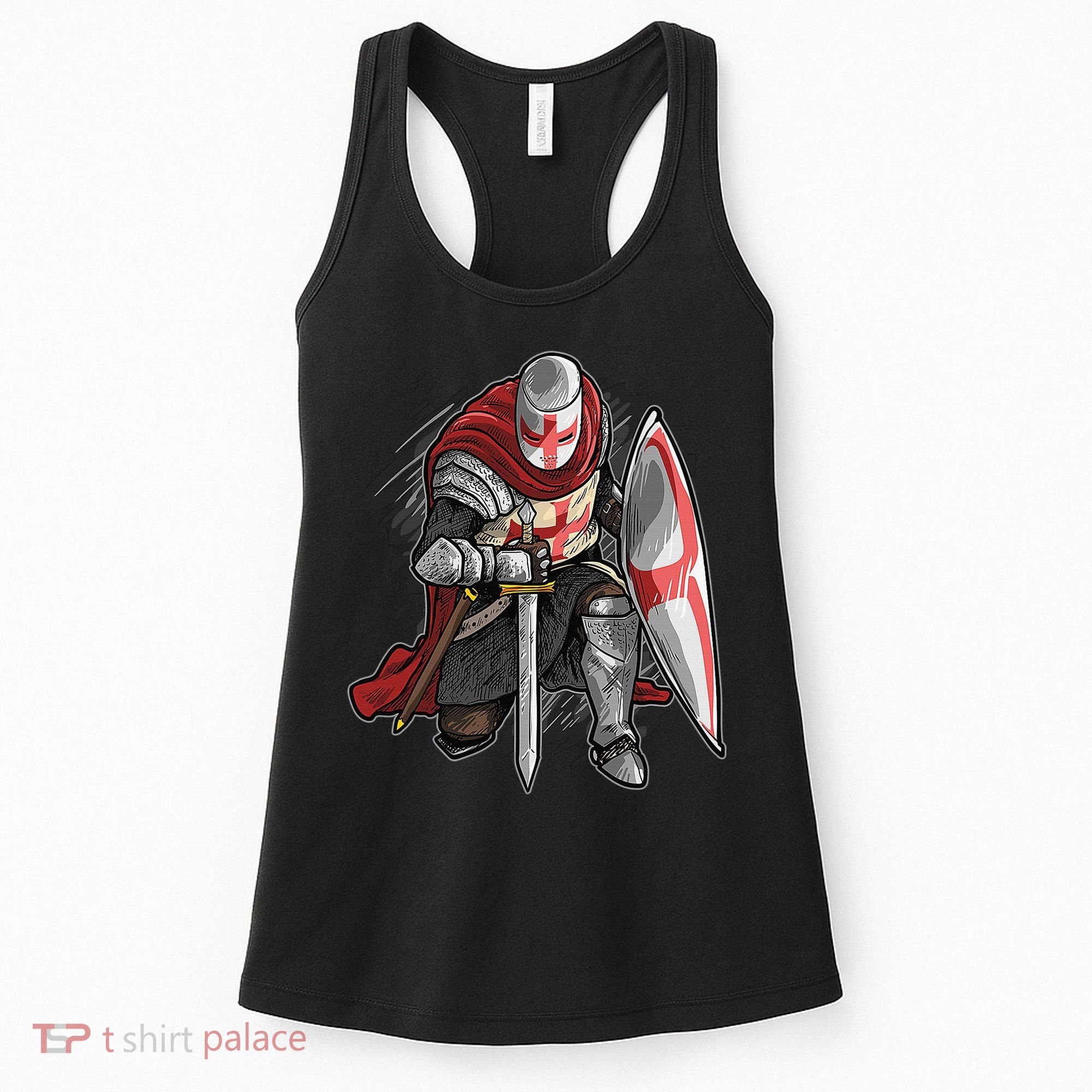 Kneeling Templar Knight Temple Cross Medieval Crusador  Women's Tank Top