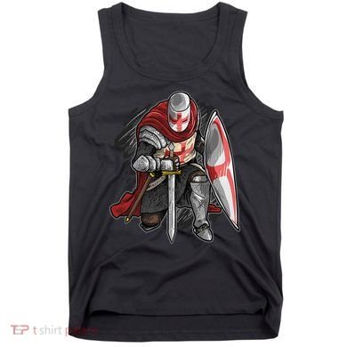 Kneeling Templar Knight Temple Cross Medieval Crusador  Tank Top