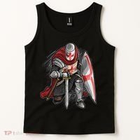Kneeling Templar Knight Temple Cross Medieval Crusador  Tank Top thumb 2
