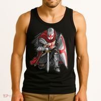 Kneeling Templar Knight Temple Cross Medieval Crusador  Tank Top thumb 3