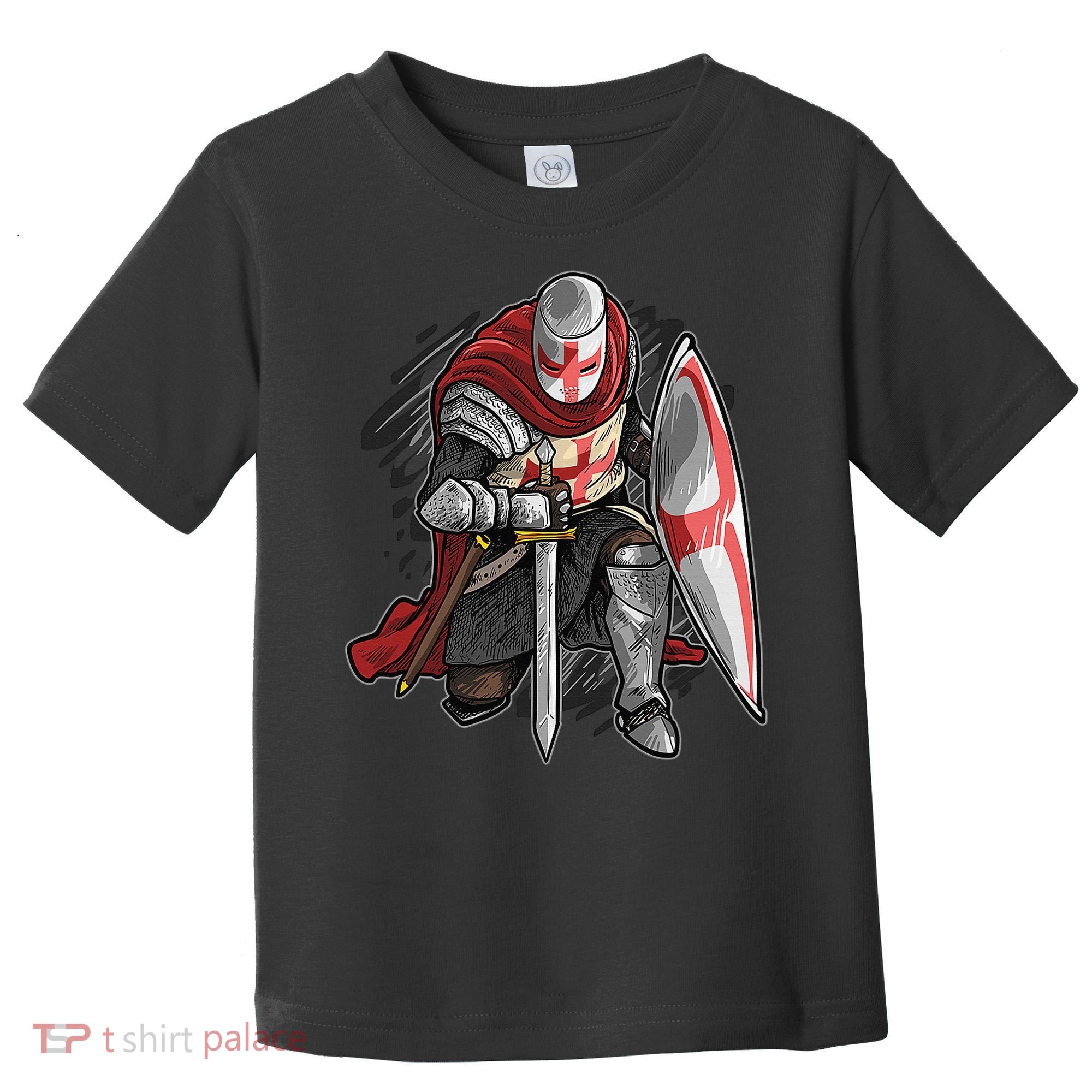 Kneeling Templar Knight Temple Cross Medieval Crusador  Toddler T-Shirt