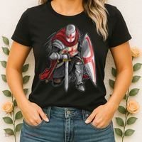 Kneeling Templar Knight Temple Cross Medieval Crusador  Women's T-Shirt thumb 2