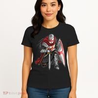 Kneeling Templar Knight Temple Cross Medieval Crusador  Women's T-Shirt thumb 4