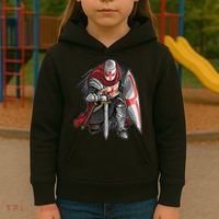 Kneeling Templar Knight Temple Cross Medieval Crusador  Kids Hoodie thumb 3