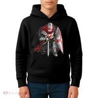 Kneeling Templar Knight Temple Cross Medieval Crusador  Kids Hoodie thumb 4