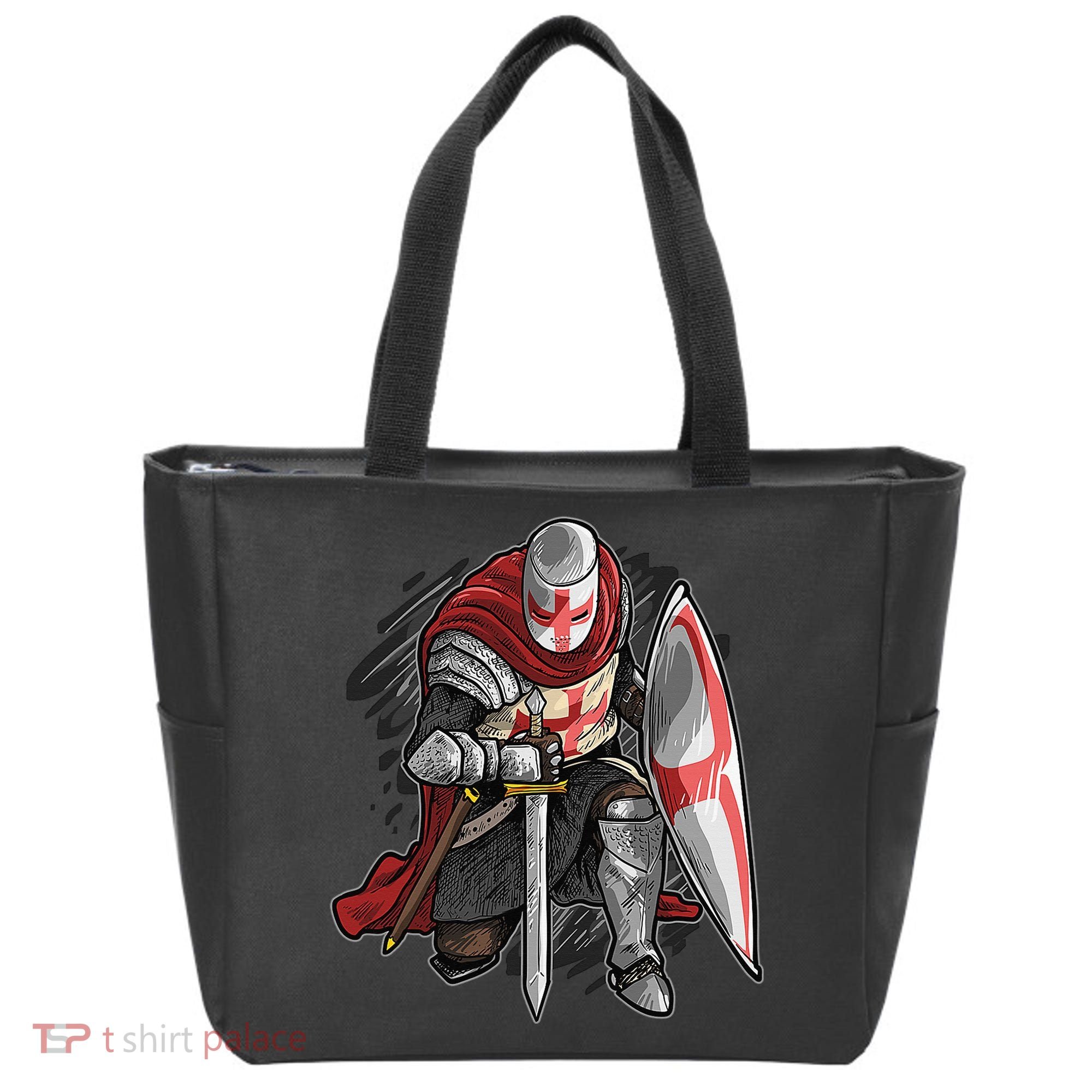 Kneeling Templar Knight Temple Cross Medieval Crusador  Tote Bag