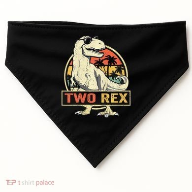 Kids Two Rex 2nd Birthday Gift Second Dinosaur 2 Year Old USA-Made Doggie Bandana