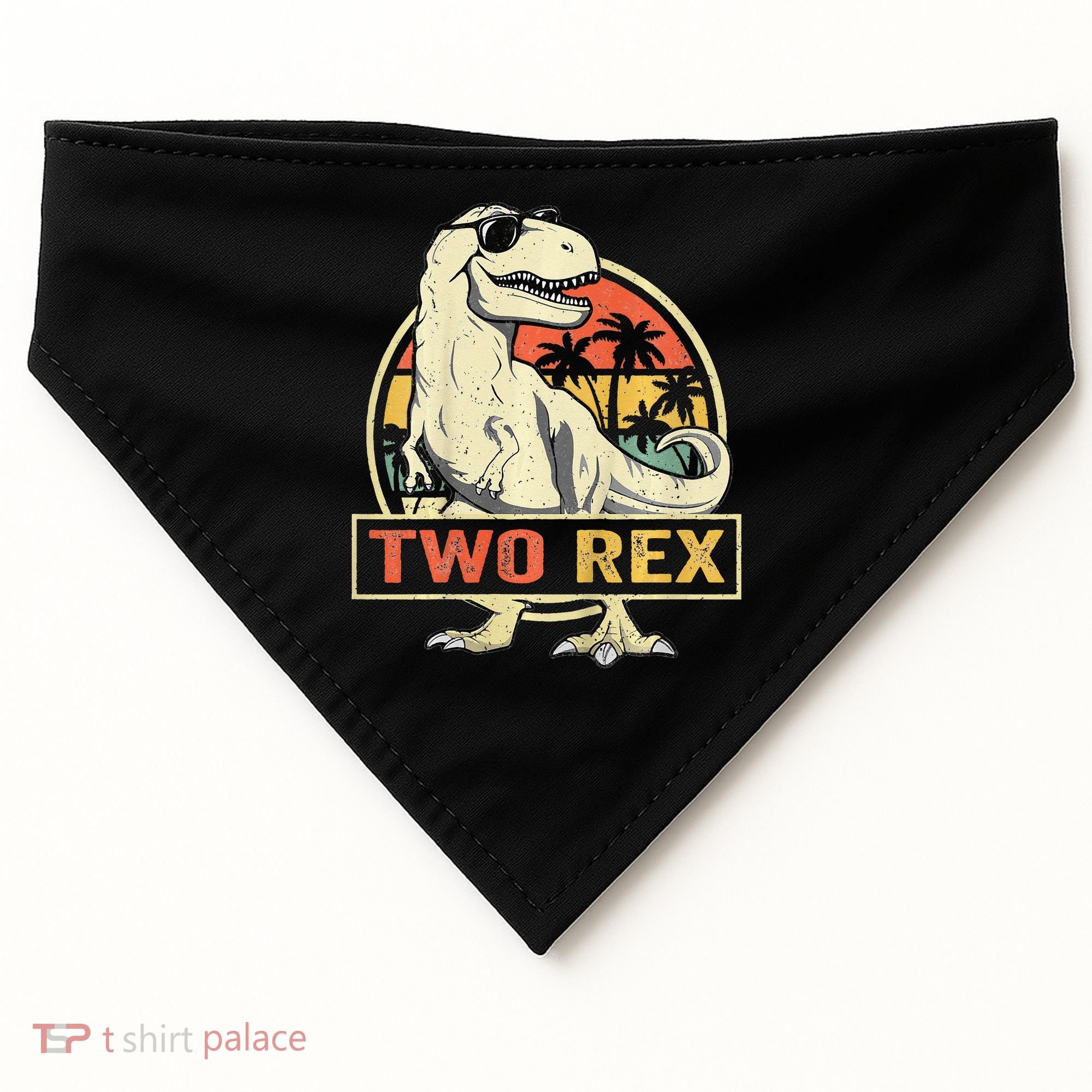 Kids Two Rex 2nd Birthday Gift Second Dinosaur 2 Year Old USA-Made Doggie Bandana