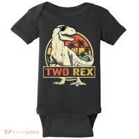 Kids Two Rex 2nd Birthday Gift Second Dinosaur 2 Year Old Baby Bodysuit thumb 0