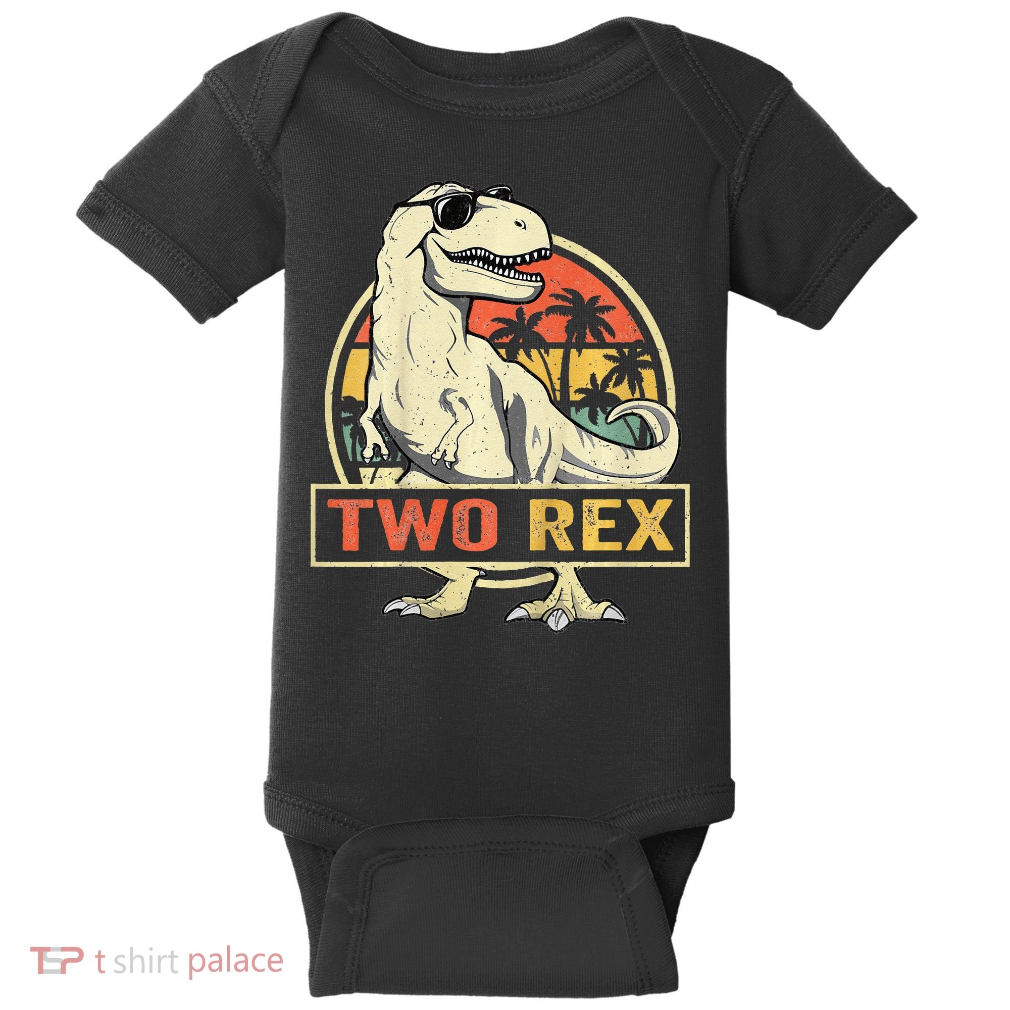 Kids Two Rex 2nd Birthday Gift Second Dinosaur 2 Year Old Baby Bodysuit
