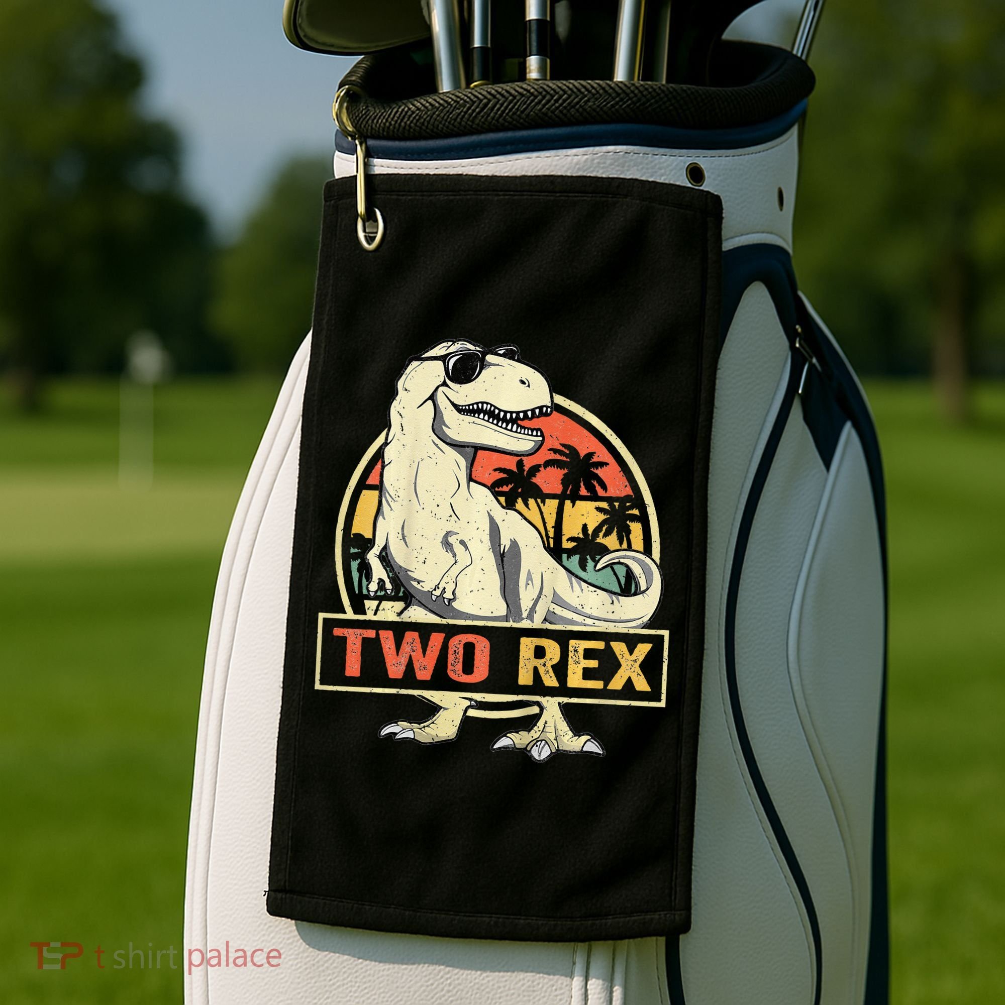 Kids Two Rex 2nd Birthday Gift Second Dinosaur 2 Year Old Golf Towel