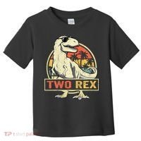 Kids Two Rex 2nd Birthday Gift Second Dinosaur 2 Year Old Toddler T-Shirt thumb 0