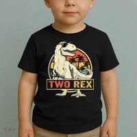 Kids Two Rex 2nd Birthday Gift Second Dinosaur 2 Year Old Toddler T-Shirt thumb 2