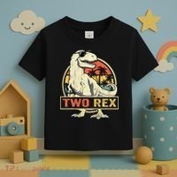 Kids Two Rex 2nd Birthday Gift Second Dinosaur 2 Year Old Toddler T-Shirt thumb 3