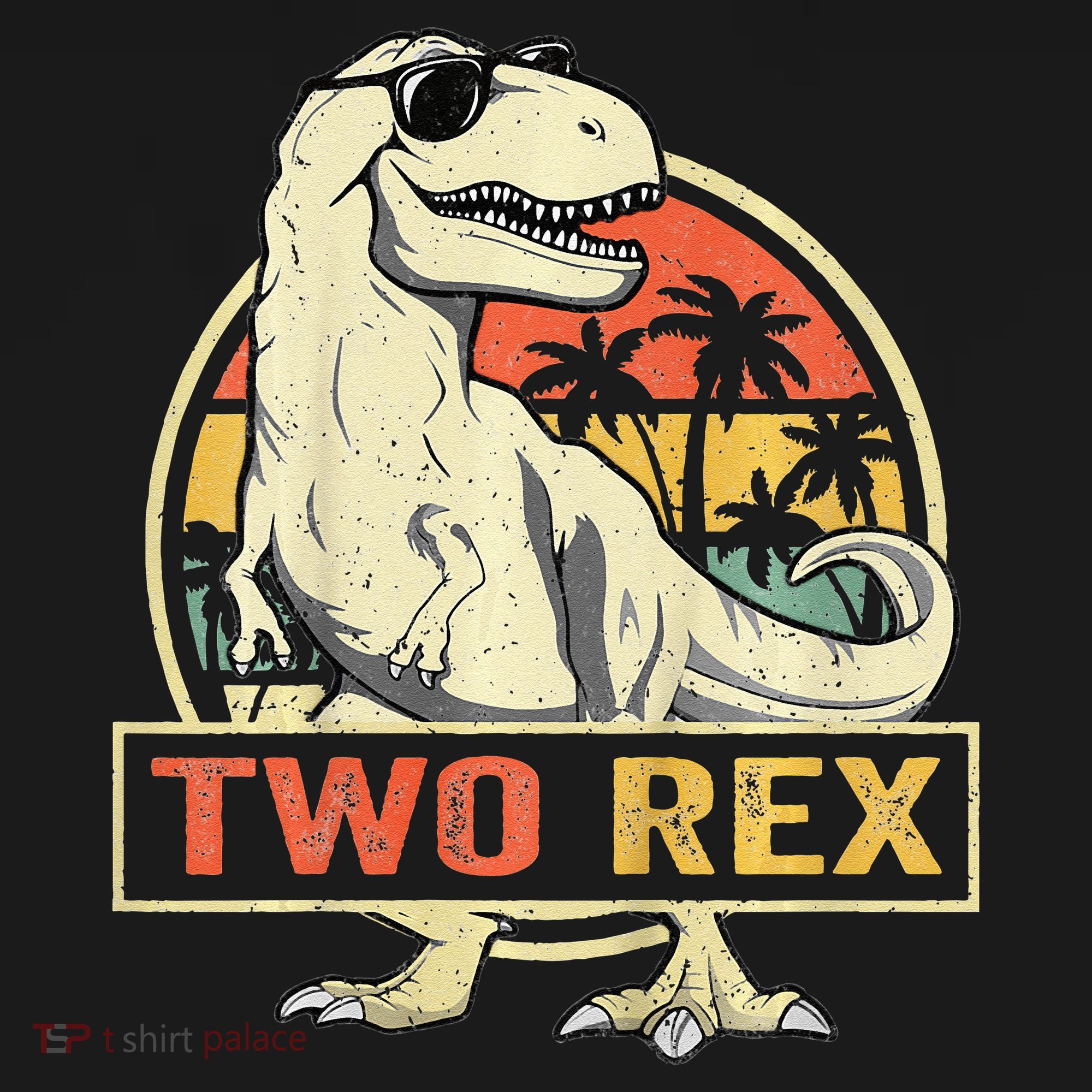 Kids Two Rex 2nd Birthday Gift Second Dinosaur 2 Year Old Kids Long Sleeve Shirt