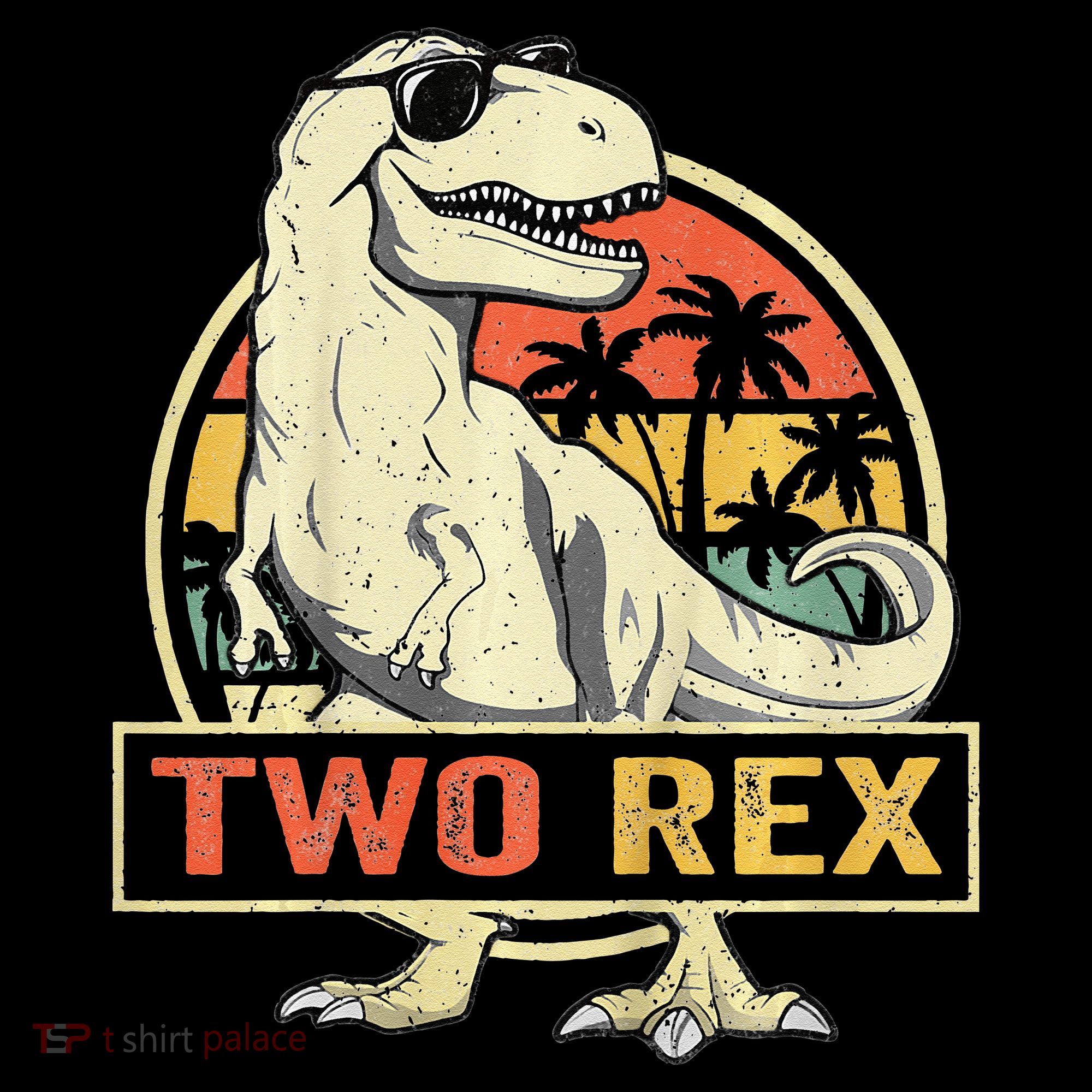 Kids Two Rex 2nd Birthday Gift Second Dinosaur 2 Year Old Kids T-Shirt