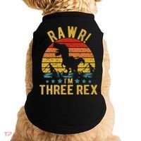 Kids Three Rex 3rd Birthday Dinosaur 3 Year Old Rawr Boy Girl Doggie Tank thumb 0