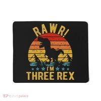 Kids Three Rex 3rd Birthday Dinosaur 3 Year Old Rawr Boy Girl Mousepad thumb 0