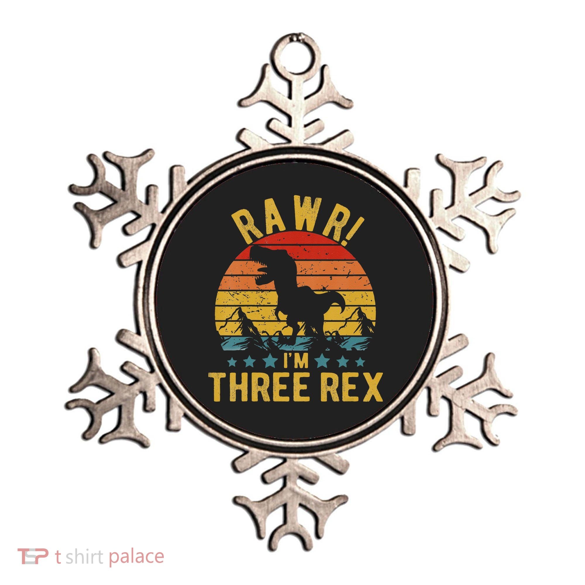 Kids Three Rex 3rd Birthday Dinosaur 3 Year Old Rawr Boy Girl Ornament