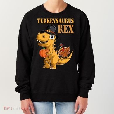 Kids Turkeysaurus Rex Turkey Dino Thanksgiving Women's Sweatshirt