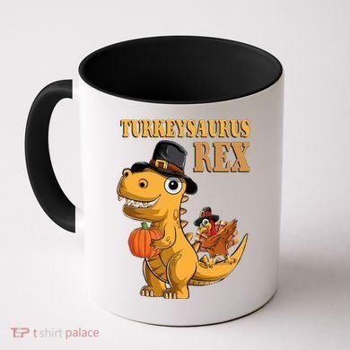 Kids Turkeysaurus Rex Turkey Dino Thanksgiving Coffee Mug