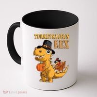 Kids Turkeysaurus Rex Turkey Dino Thanksgiving Coffee Mug thumb 0