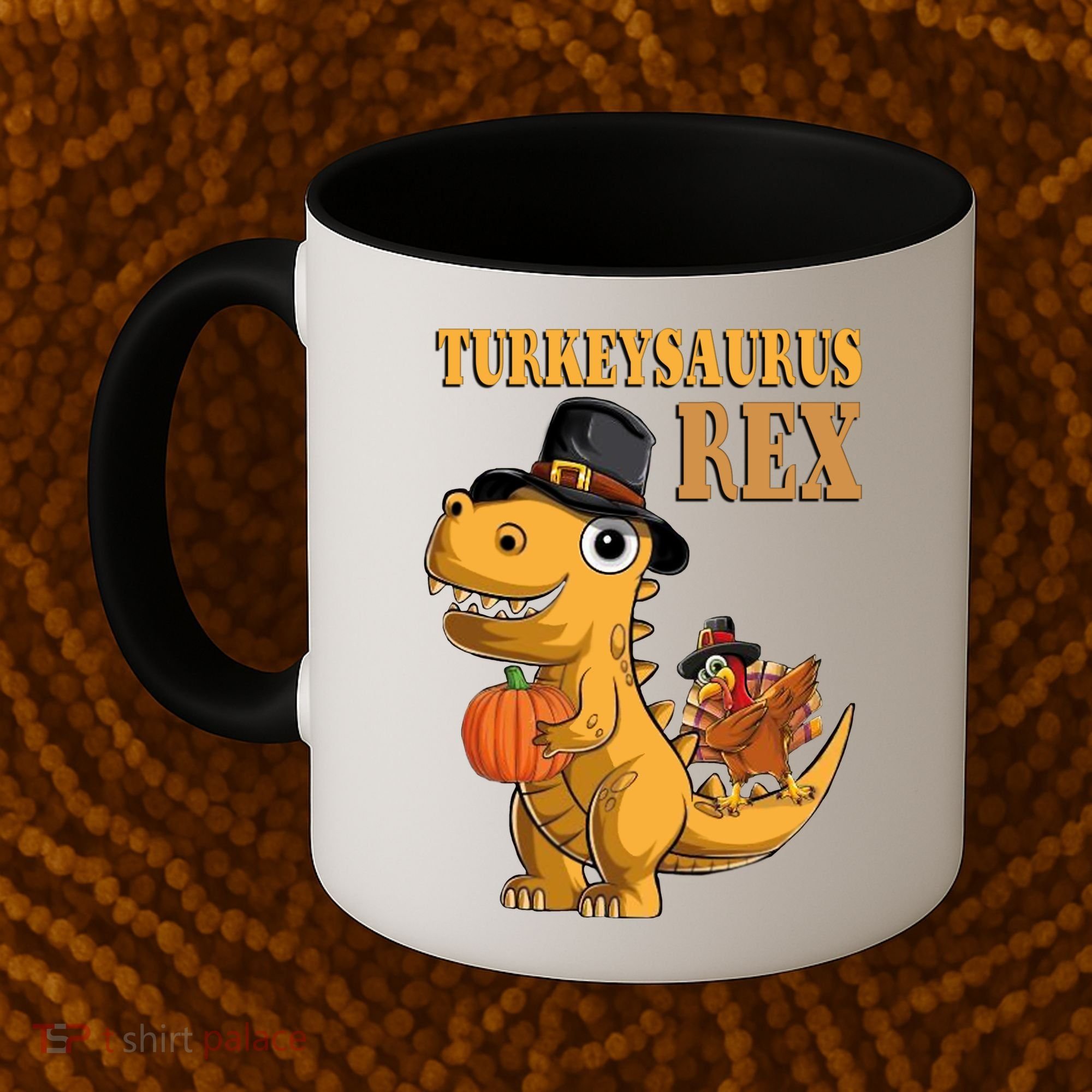 Kids Turkeysaurus Rex Turkey Dino Thanksgiving Coffee Mug