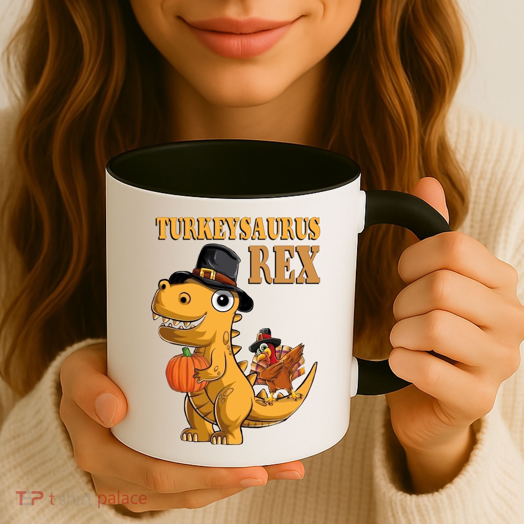 Kids Turkeysaurus Rex Turkey Dino Thanksgiving Coffee Mug