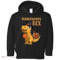 Kids Turkeysaurus Rex Turkey Dino Thanksgiving Toddler Hoodie thumb 0