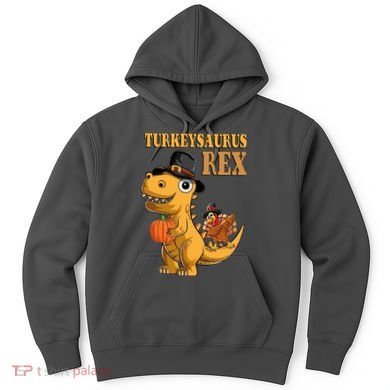 Kids Turkeysaurus Rex Turkey Dino Thanksgiving Hoodie