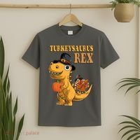 Kids Turkeysaurus Rex Turkey Dino Thanksgiving T-Shirt thumb 2