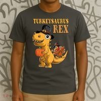 Kids Turkeysaurus Rex Turkey Dino Thanksgiving T-Shirt thumb 3