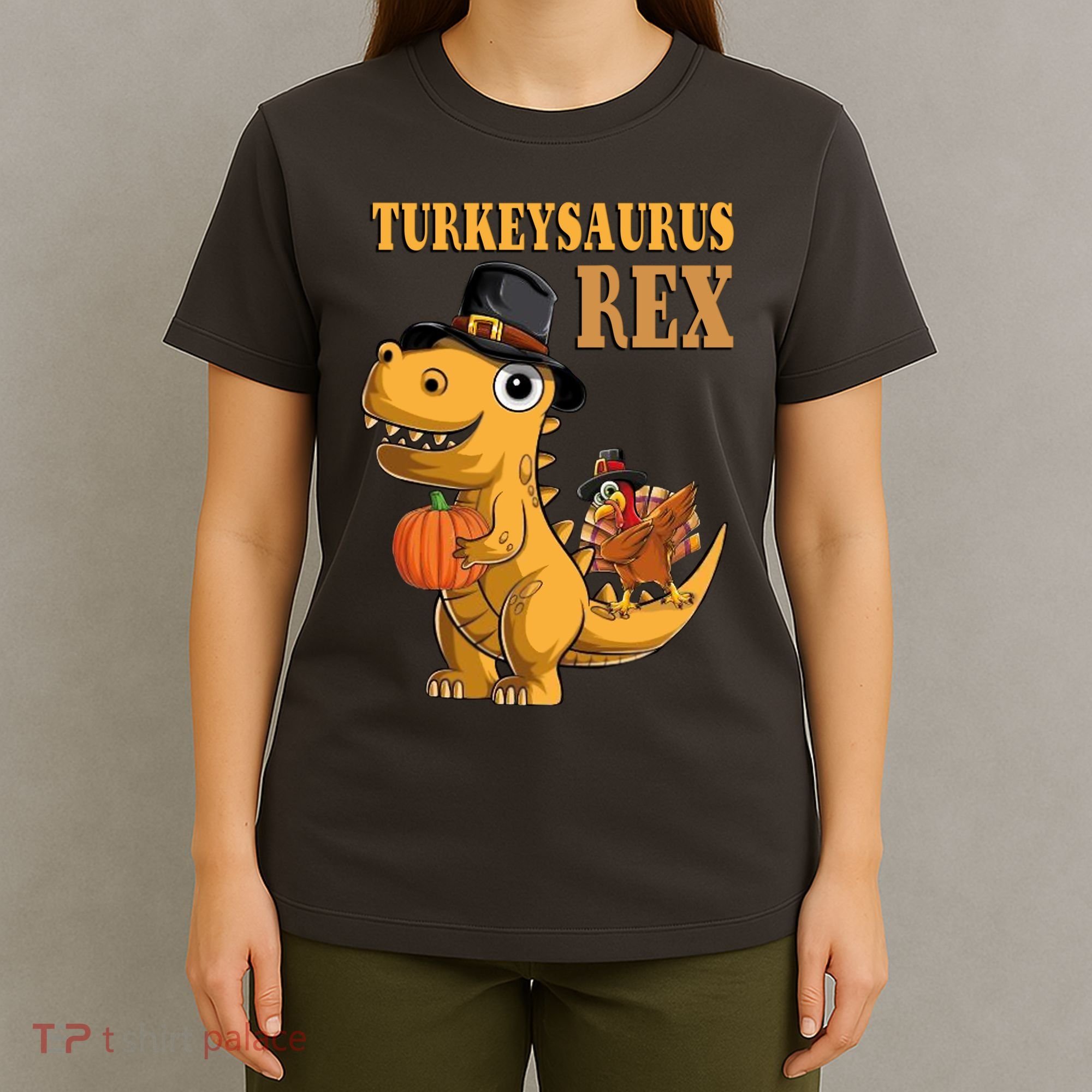 Kids Turkeysaurus Rex Turkey Dino Thanksgiving T-Shirt
