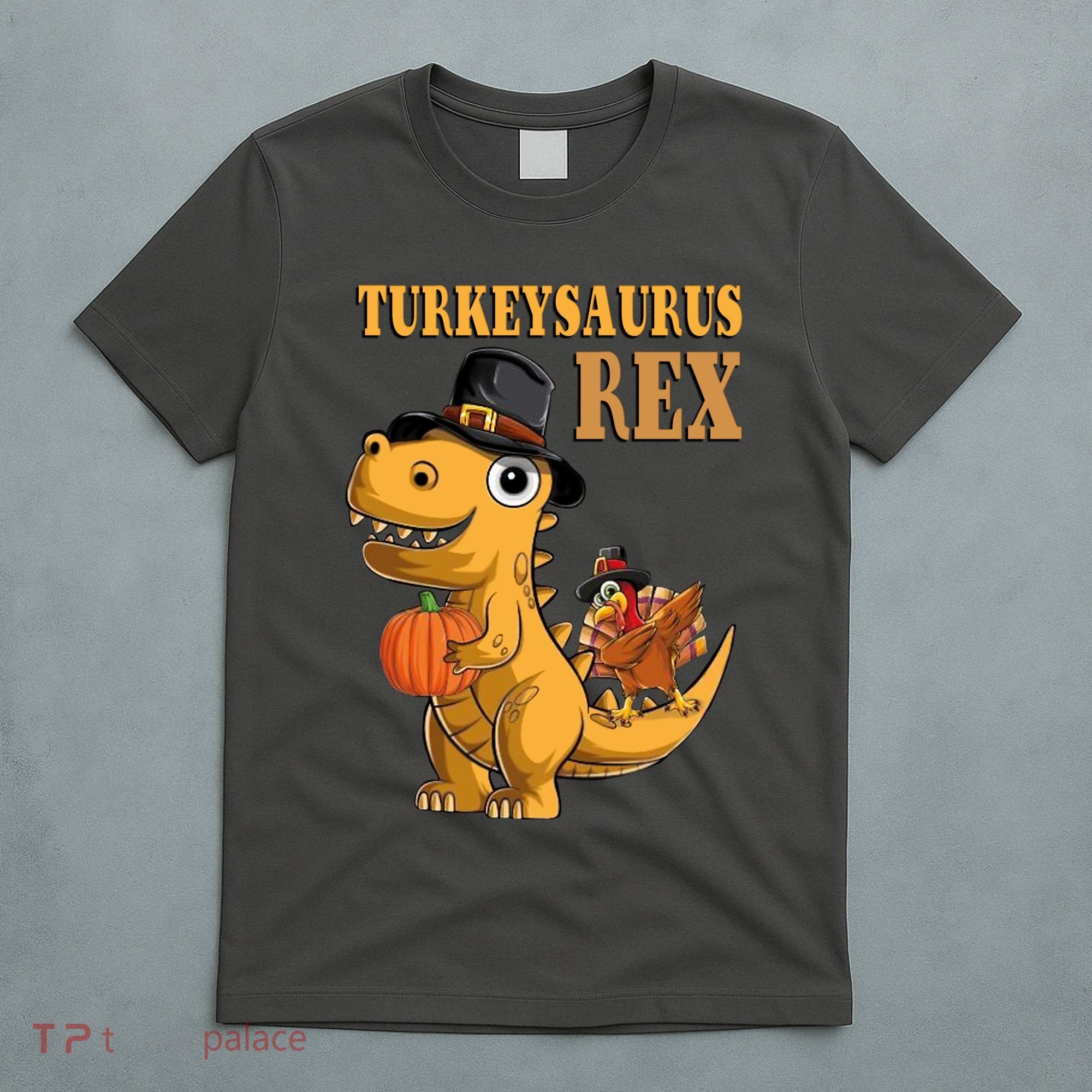 Kids Turkeysaurus Rex Turkey Dino Thanksgiving T-Shirt