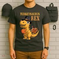 Kids Turkeysaurus Rex Turkey Dino Thanksgiving T-Shirt thumb 6