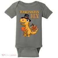 Kids Turkeysaurus Rex Turkey Dino Thanksgiving Baby Bodysuit thumb 0
