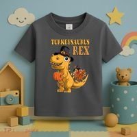 Kids Turkeysaurus Rex Turkey Dino Thanksgiving Toddler T-Shirt thumb 3