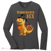 Kids Turkeysaurus Rex Turkey Dino Thanksgiving Women's Long Sleeve Shirt thumb 0