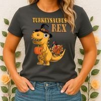 Kids Turkeysaurus Rex Turkey Dino Thanksgiving Women's T-Shirt thumb 2